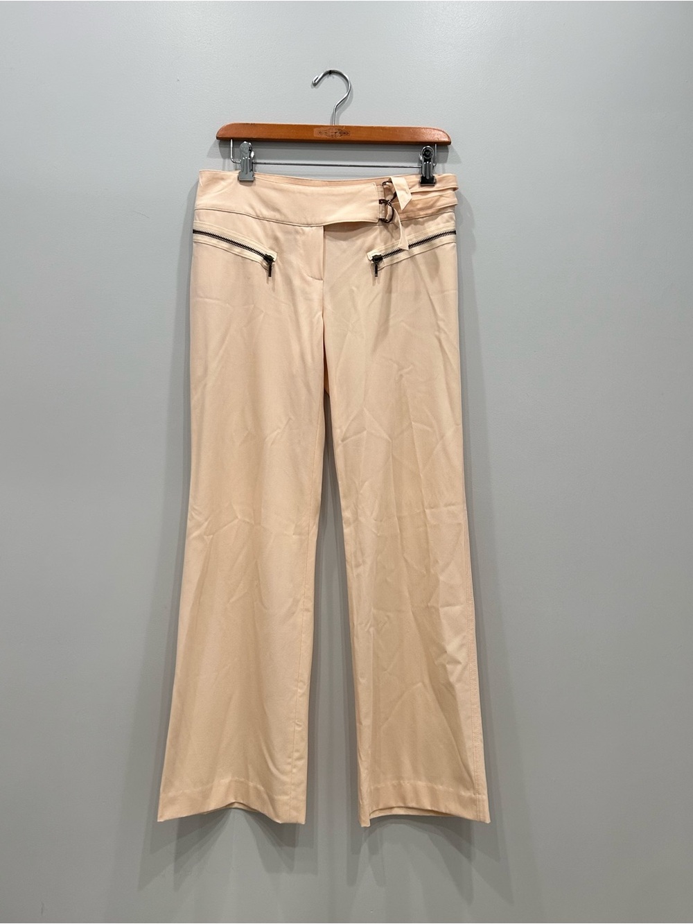 Plein Sud Vintage Y2K Low Waist Wide-Leg Trouser with Zipper & Buckle Detail